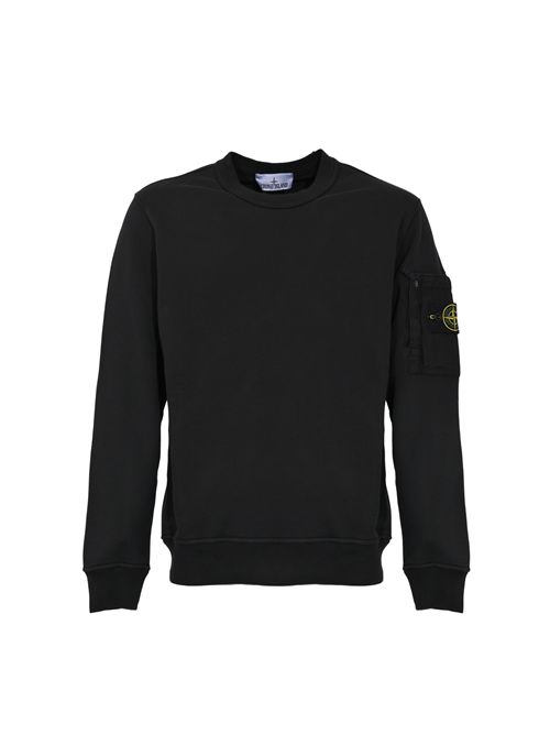 Felpa 6100019 in cotone con tasca in ripstop Black STONE ISLAND | 6100019S0410V0029
